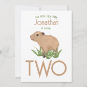 Invitation Personnalisé mignon 2e anniversaire Capybara bébé  (Devant)
