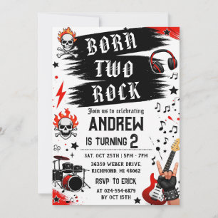 Invitation Personnalisé Né Pour Rock Anniversaire