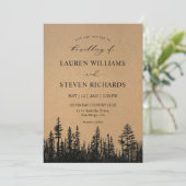 Invitation Personnalisé noir Tan Khaki Pine Tree Woods Mariag (Debout devant)