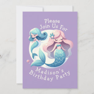 Invitation Personnalisé Nom Cute Mermaid Thème Magique Annive