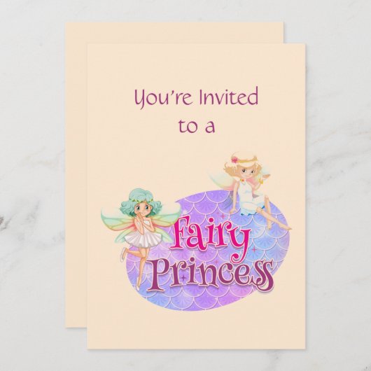 Invitation Personnalisé Nom Fairy Princesse fête d'anniversai (Devant / Derrière)