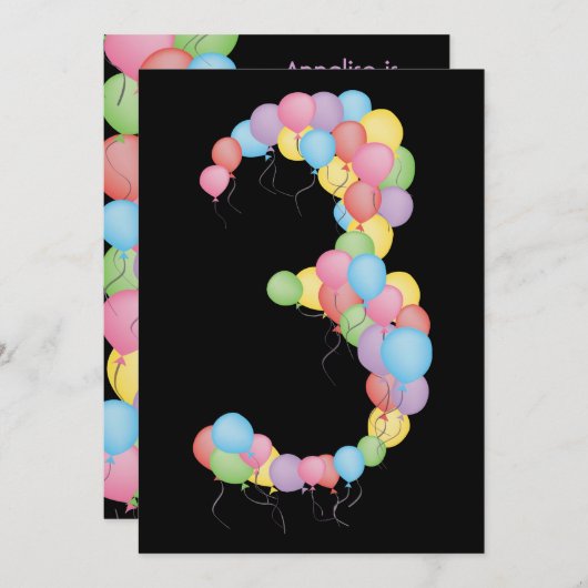 Invitation personnalisé pour garçon ou fille 3e an (Devant / Derrière)