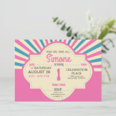 Invitation Personnalisé, Premier anniversaire, Cirque Thémati (Debout devant)