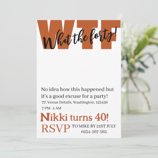 Invitation Personnalisé Quel 40e anniversaire drôle en (Debout devant)