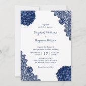 Invitation Personnalisé Rustic Navy Blue Hydrangea Floral Mar (Devant)