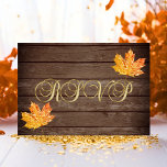 Invitation Personnalisé Rustic Wood Country Automne RSVP Mari<br><div class="desc">Elégante et moderne topographie or et panneaux de bois RSVP cartes de réponse mariage. Feuilles métalliques d'or. Thème rustique et country. Modèles modifiables - ajoutez votre texte. Contacter le concepteur pour d'autres variations. Trouvé dans 'FALL IN LOVE - COUNTRY' Collection Mariage.</div>