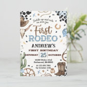 Invitation Personnalisé Rustique Cowboy 1er anniversaire Rodé (Debout devant)