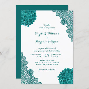 Invitation Personnalisé Rustique Turquoise Hydrangea Floral M