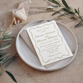 Invitation Personnalisé Simple Main Écrit Olive Green Mariage