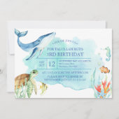 Invitation Personnalisé sous la mer Anniversaire - Tortue de (Devant)
