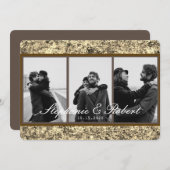 Invitation Personnalisé Trois Photos Parties scintillant or M (Devant / Derrière)