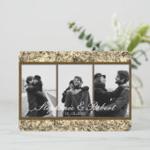 Invitation Personnalisé Trois Photos Parties scintillant or M (Debout devant)