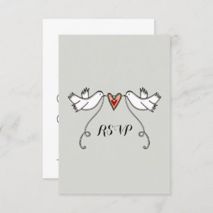 Invitation Personnalisé White Doves Love Heart Wedding RSVP