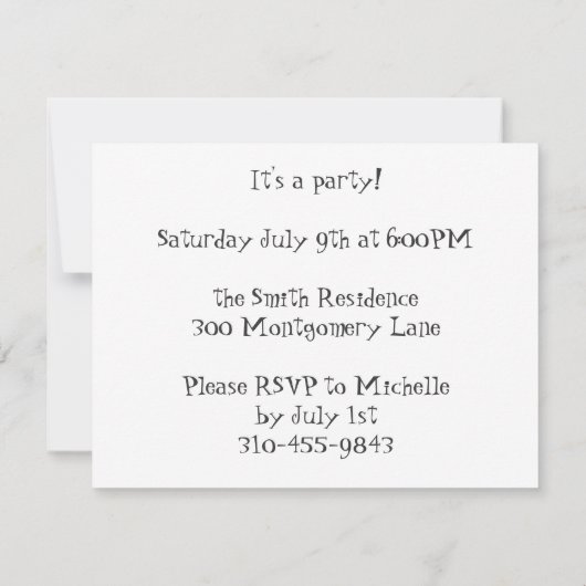 Invitation personnalisée (Dos)