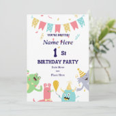 Invitation personnalisée 1er anniversaire - Garçon (Debout devant)