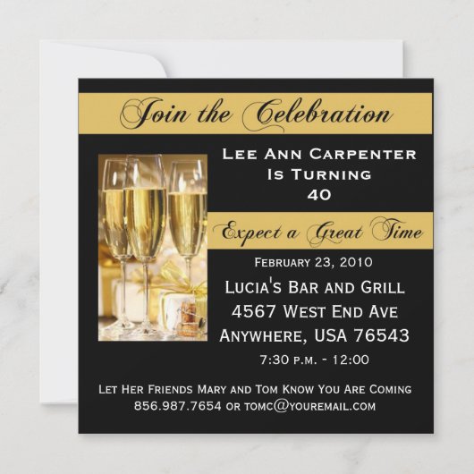 Invitation personnalisée à la fête du 40e annivers (Devant)