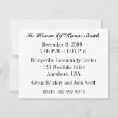 Invitation personnalisée à la fête du 40e annivers (Dos)