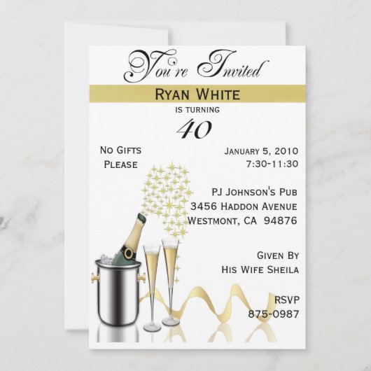 Invitation personnalisée à la fête du 40e annivers (Devant)