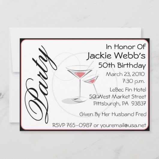 Invitation personnalisée à la fête du 50e annivers (Devant)