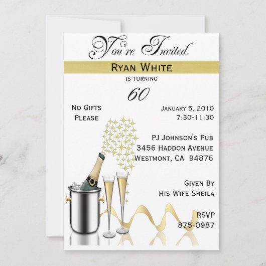 Invitation personnalisée à la fête du 60e annivers (Devant)