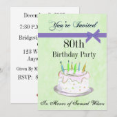 Invitation personnalisée à la fête du 80e annivers (Devant / Derrière)