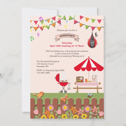 Invitation personnalisée à la fête du jardin (Devant)