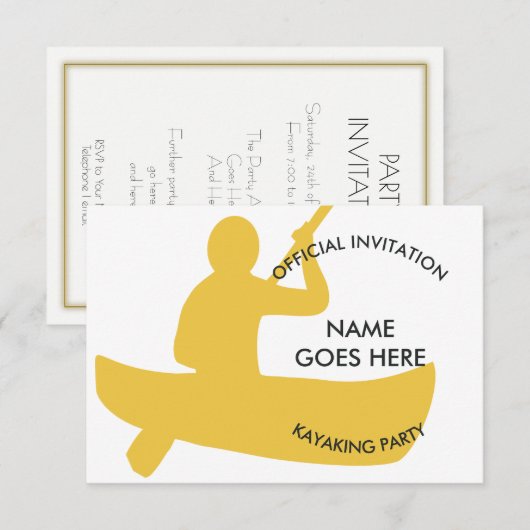 Invitation personnalisée à la fête du kayak (Devant / Derrière)