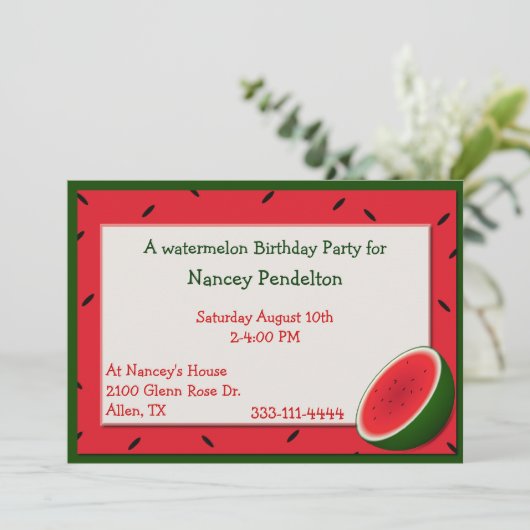 Invitation personnalisée à la pastèque (Debout devant)