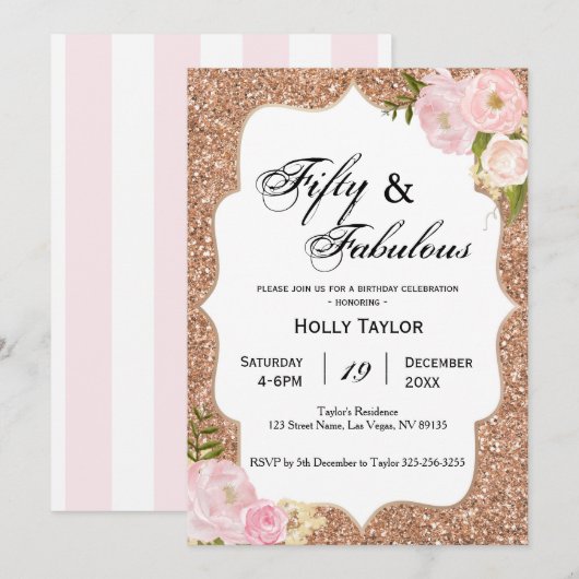 Invitation personnalisée à l'occasion du 50e anniv (Devant / Derrière)