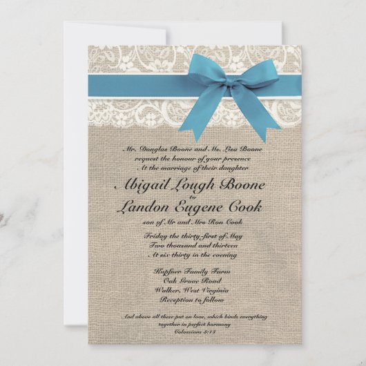 Invitation personnalisée à un mariage de dentelle  (Devant)