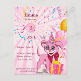 Invitation personnalisée Anniversaire Puppy Cartoo