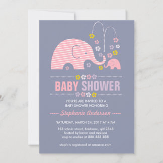 Invitation personnalisée au baby shower d'éléphant