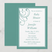 Invitation personnalisée au Baby shower Turquoise  (Devant / Derrière)