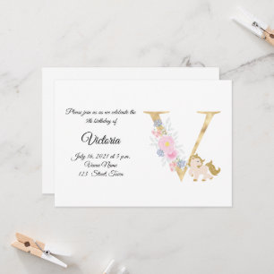 Invitation personnalisée avec monogramme de poney