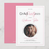 Invitation personnalisée avec texte noir et rose p (Devant / Derrière)