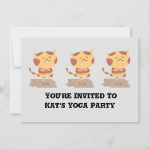 Invitation personnalisée avec un chat de yoga mign