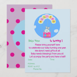 Invitation personnalisée Baby 1er anniversaire