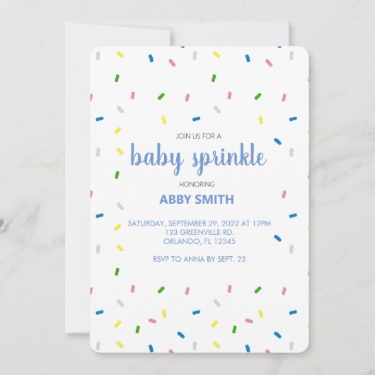 Invitation personnalisée Bébé Sprinkle Douche (Devant)
