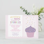 Invitation personnalisée Cupcake rose Baby Sprinkl (Debout devant)