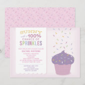 Invitation personnalisée Cupcake rose Baby Sprinkl (Devant / Derrière)