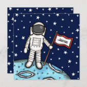 Invitation personnalisée d'anniversaire d'astronau (Devant / Derrière)