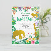 Invitation personnalisée d'anniversaire de safari (Debout devant)