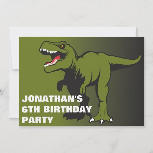 Invitation personnalisée d'anniversaire de T-Rex (Devant)