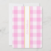 Invitation personnalisée d'anniversaire Gingham ro (Dos)