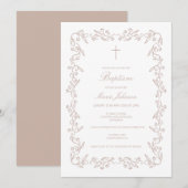 Invitation personnalisée de baptême de fille flora (Devant / Derrière)