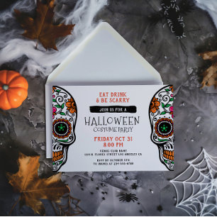 Invitation personnalisée de fête Halloween crâne e
