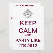 Invitation personnalisée de KEEP CALM 2012 (Devant / Derrière)
