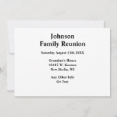 Invitation personnalisée de la réunion de famille (Dos)