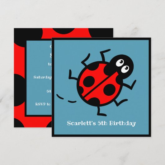Invitation personnalisée de Motif Ladybird (Devant / Derrière)