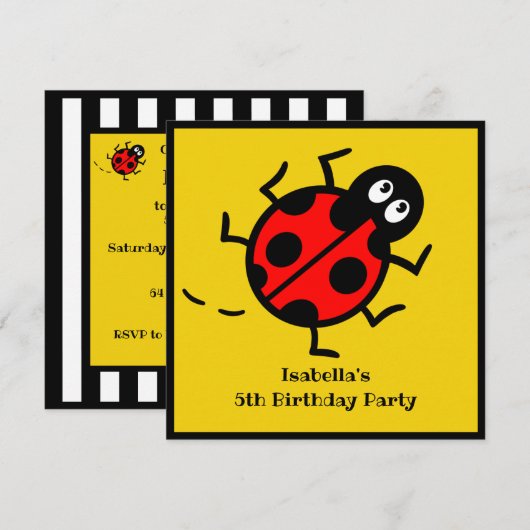 Invitation personnalisée de Motif Ladybird (Devant / Derrière)